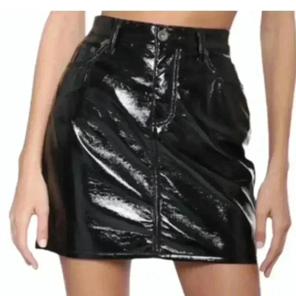 Pistola Faux Leather Mini Skirt Black NWOT Size 27